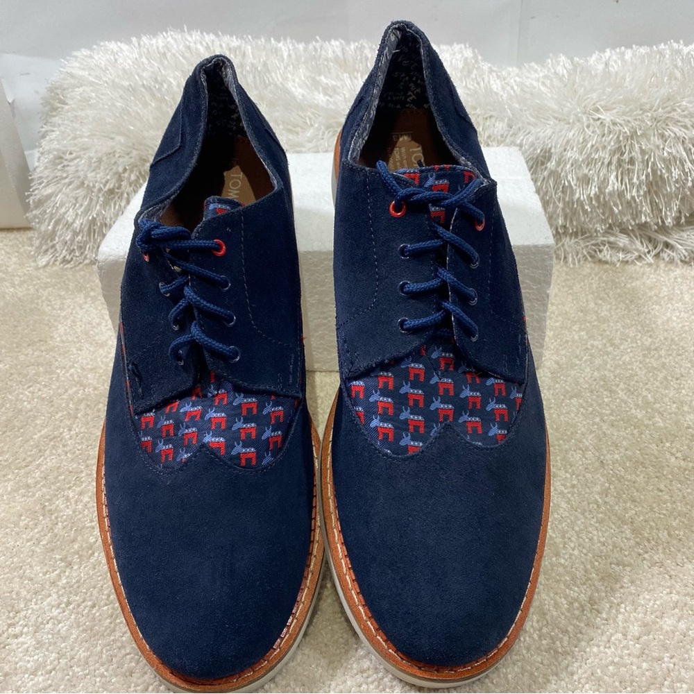TOMS Democrat Donkey Navy Oxford Wingtip Suede Men's Shoes size 13m